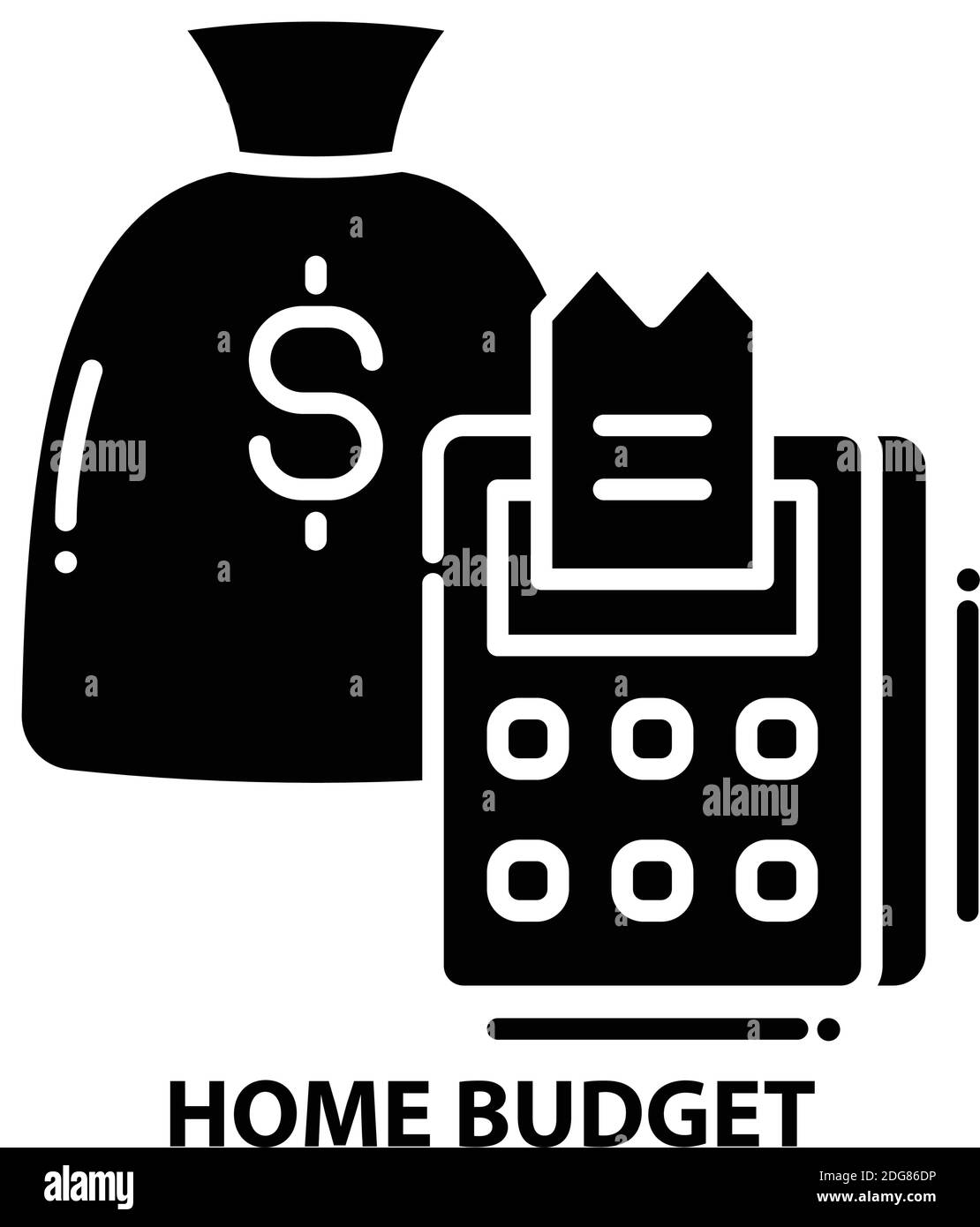 icona del budget domestico, segno vettoriale nero con tratti modificabili, illustrazione del concetto Illustrazione Vettoriale