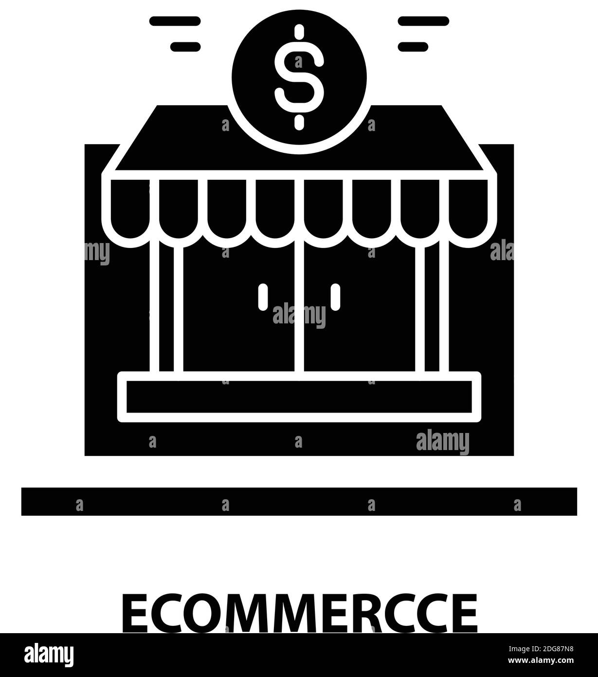 icona ecommerce, segno vettoriale nero con tratti modificabili, illustrazione del concetto Illustrazione Vettoriale