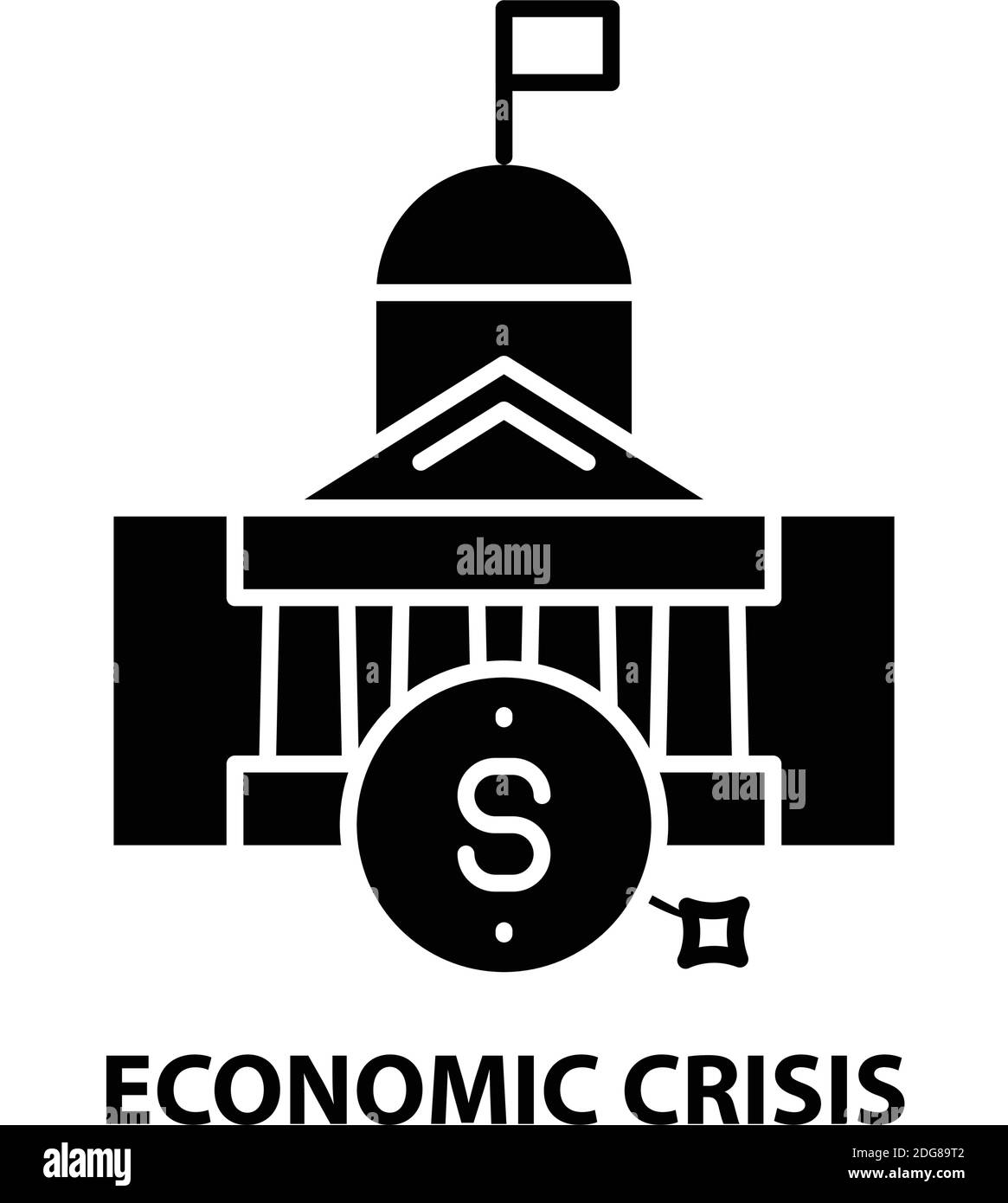 icona della crisi economica, segno vettoriale nero con tratti modificabili, illustrazione del concetto Illustrazione Vettoriale
