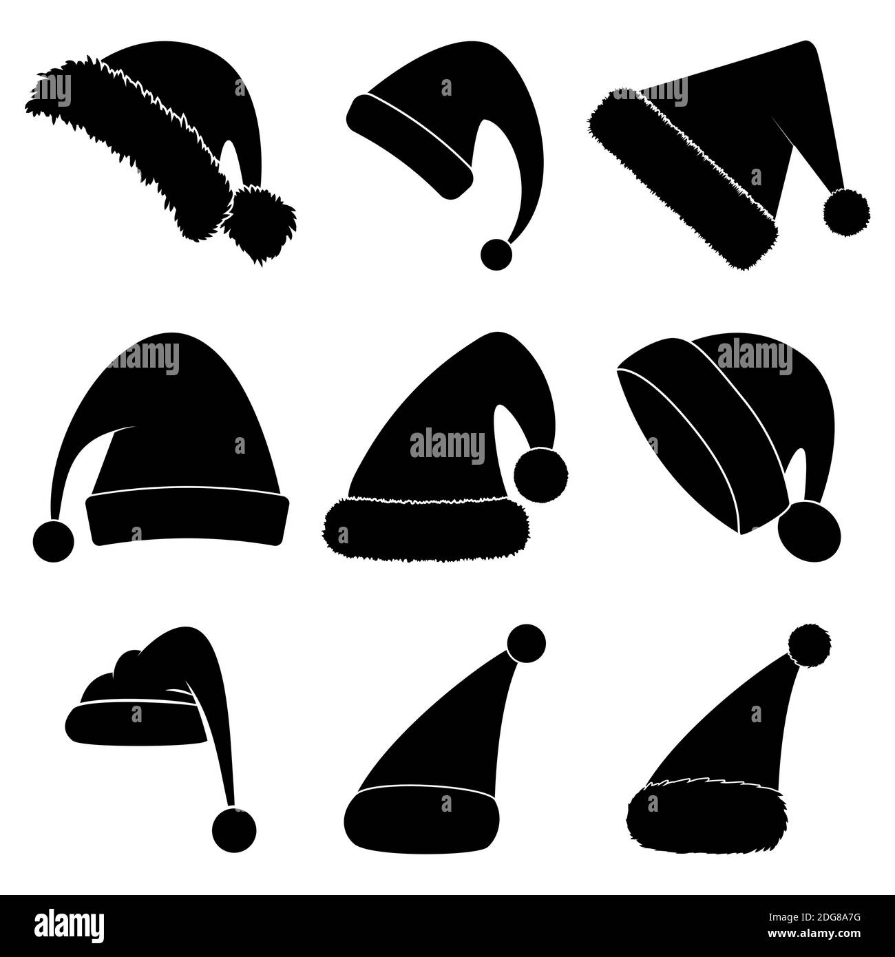 Set di silhouette per cappelli natalizi. Collezione nera di cappello babbo  natale. Gruppo di icone Babbo Natale isolato su sfondo bianco. Disegno  vettoriale per decembe Immagine e Vettoriale - Alamy