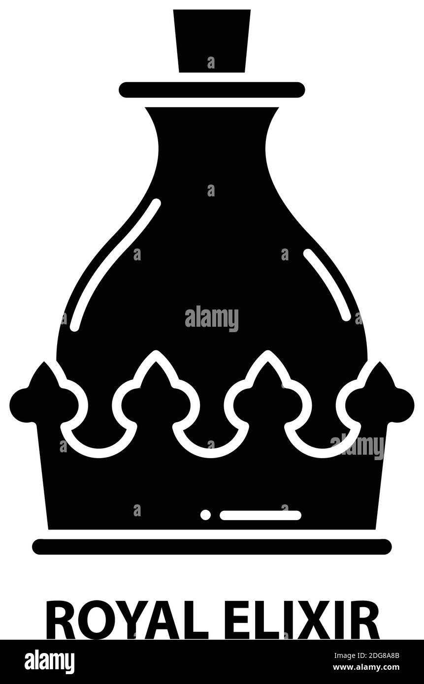 icona elisir reale, segno vettoriale nero con tratti modificabili, illustrazione concettuale Illustrazione Vettoriale