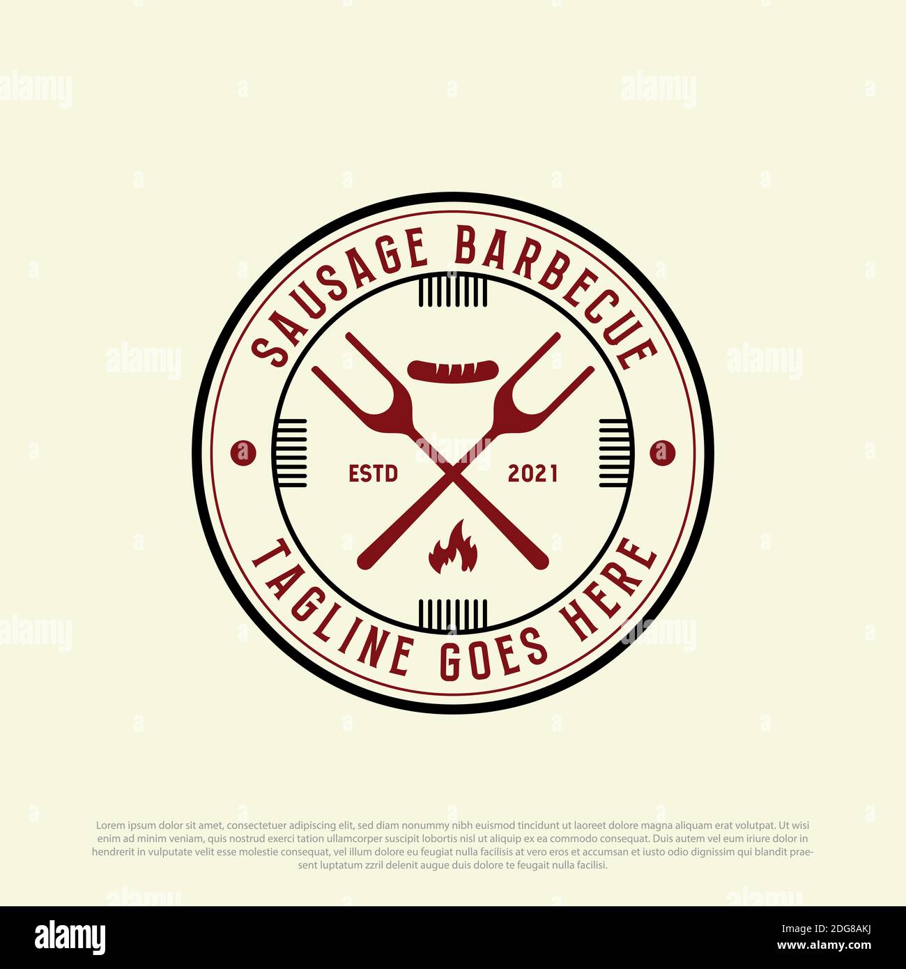 Salsiccia barbeque vintage logo Premium Vector, migliore per fast food Company modello logo Illustrazione Vettoriale