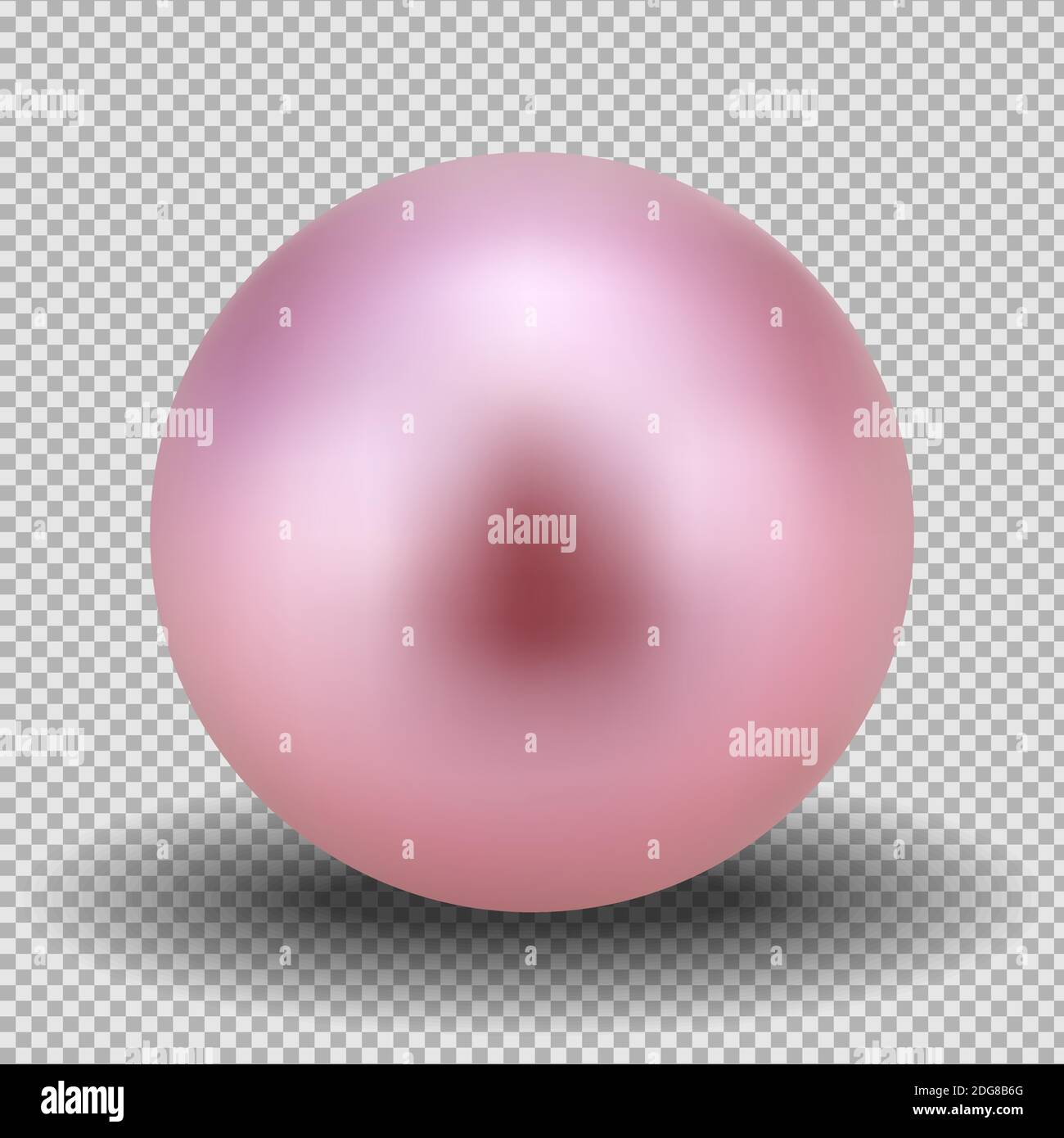 Perla rosa realistica. Pallina 3D su sfondo trasparente. Oggetto vettore isolato. EPS 10 Illustrazione Vettoriale