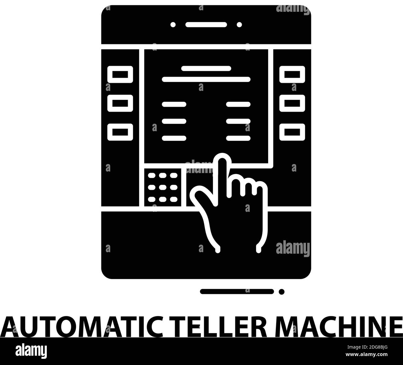 icona della macchina di teller automatico, segno vettoriale nero con tratti modificabili, illustrazione del concetto Illustrazione Vettoriale