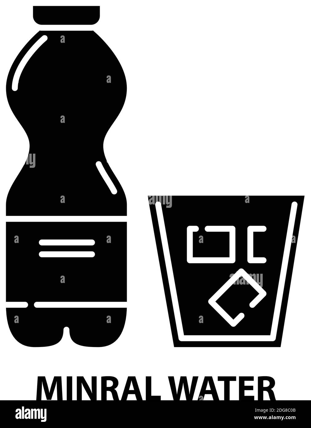 icona dell'acqua minrale, segno vettoriale nero con tratti modificabili, illustrazione del concetto Illustrazione Vettoriale