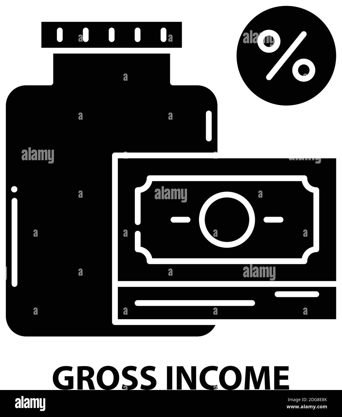 icona del reddito lordo, segno vettoriale nero con tratti modificabili, illustrazione del concetto Illustrazione Vettoriale