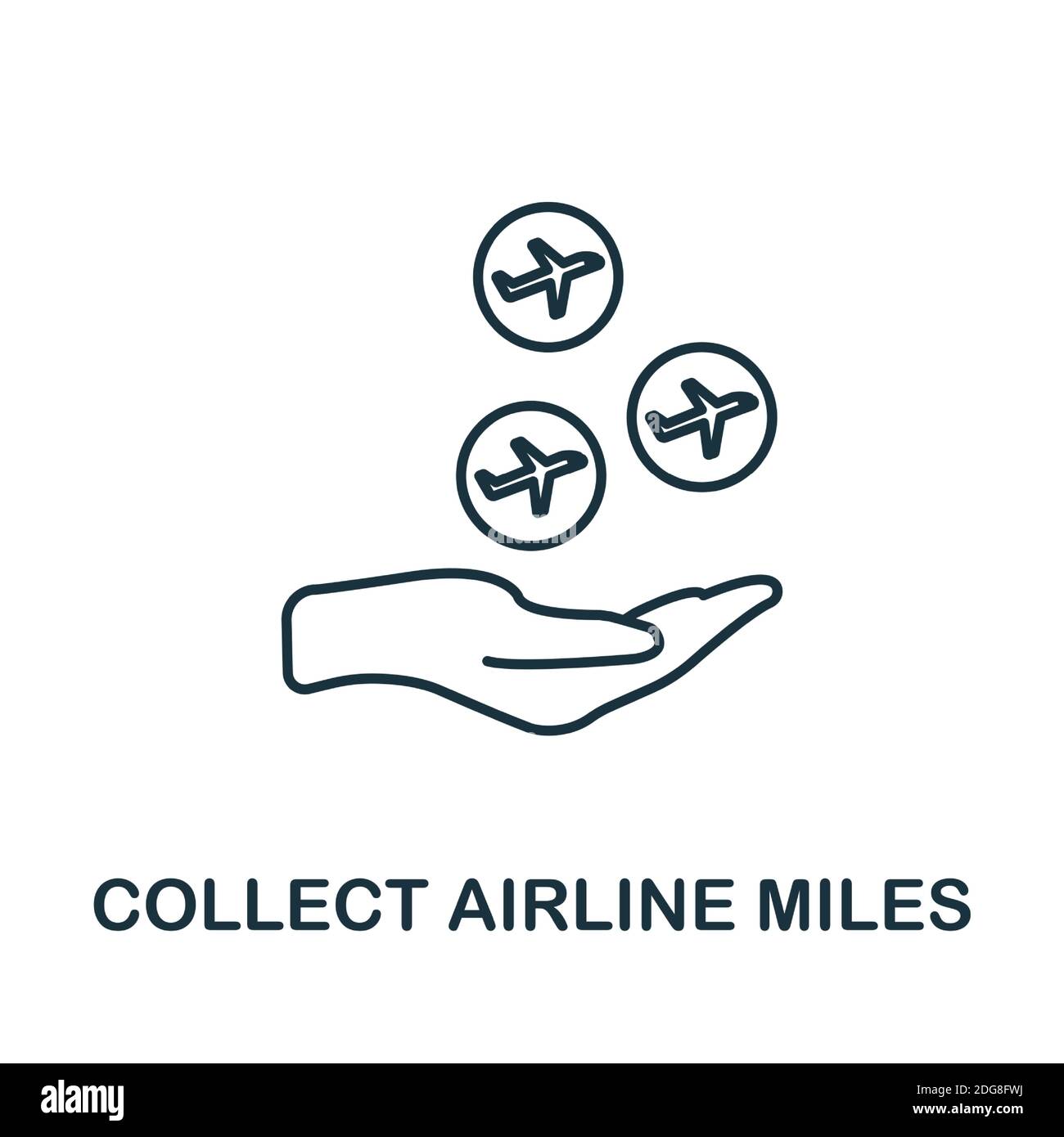 Icona Collect Airline Miles (raccogliere miglia aeree). Elemento stile linea della collezione del programma fedeltà. Icona miglia aeree Thin Collect per modelli, infografiche e altro ancora Illustrazione Vettoriale