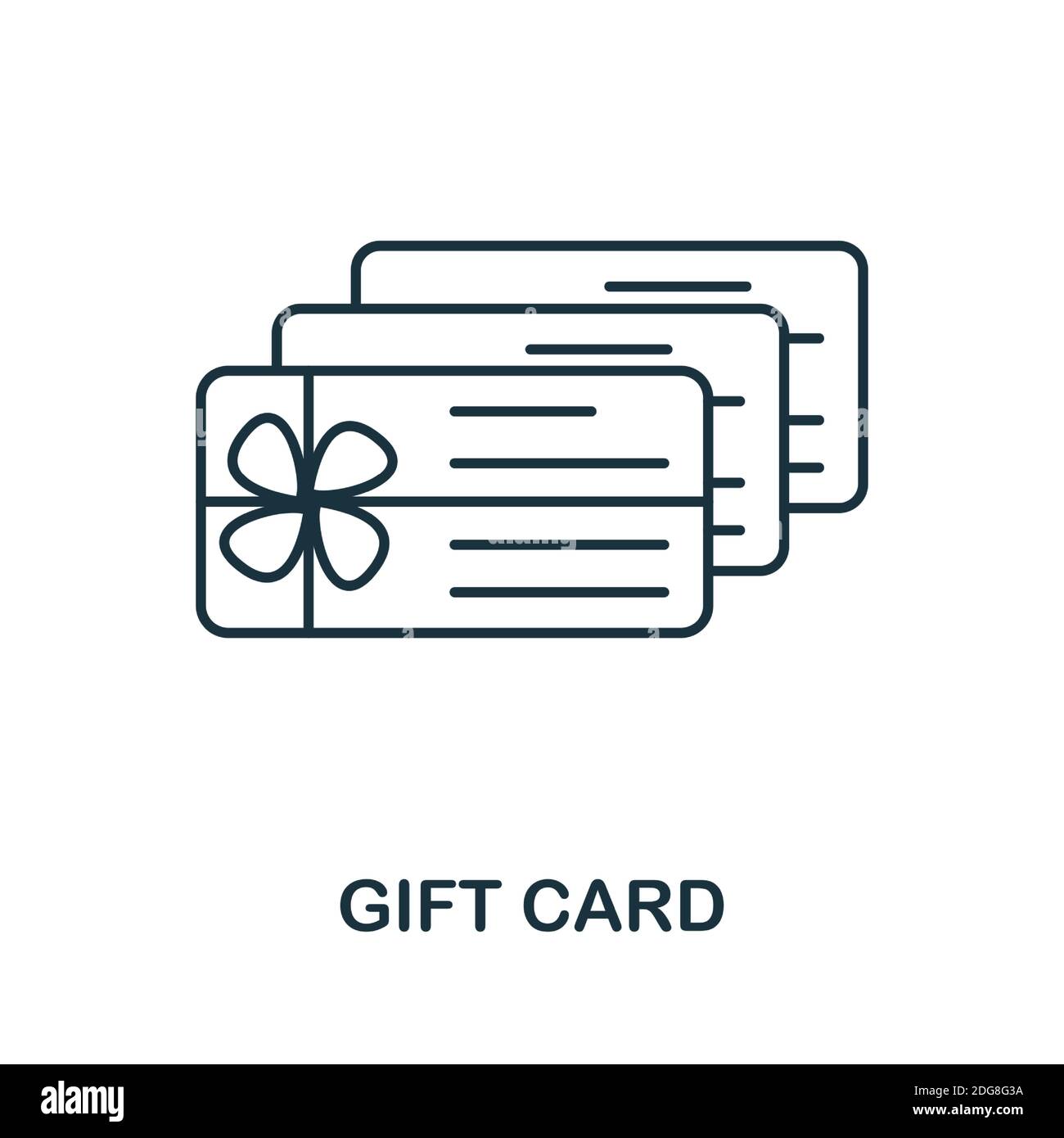 Icona carta regalo. Elemento stile linea della collezione del programma fedeltà. Icona della carta regalo sottile per modelli, infografiche e altro ancora Illustrazione Vettoriale