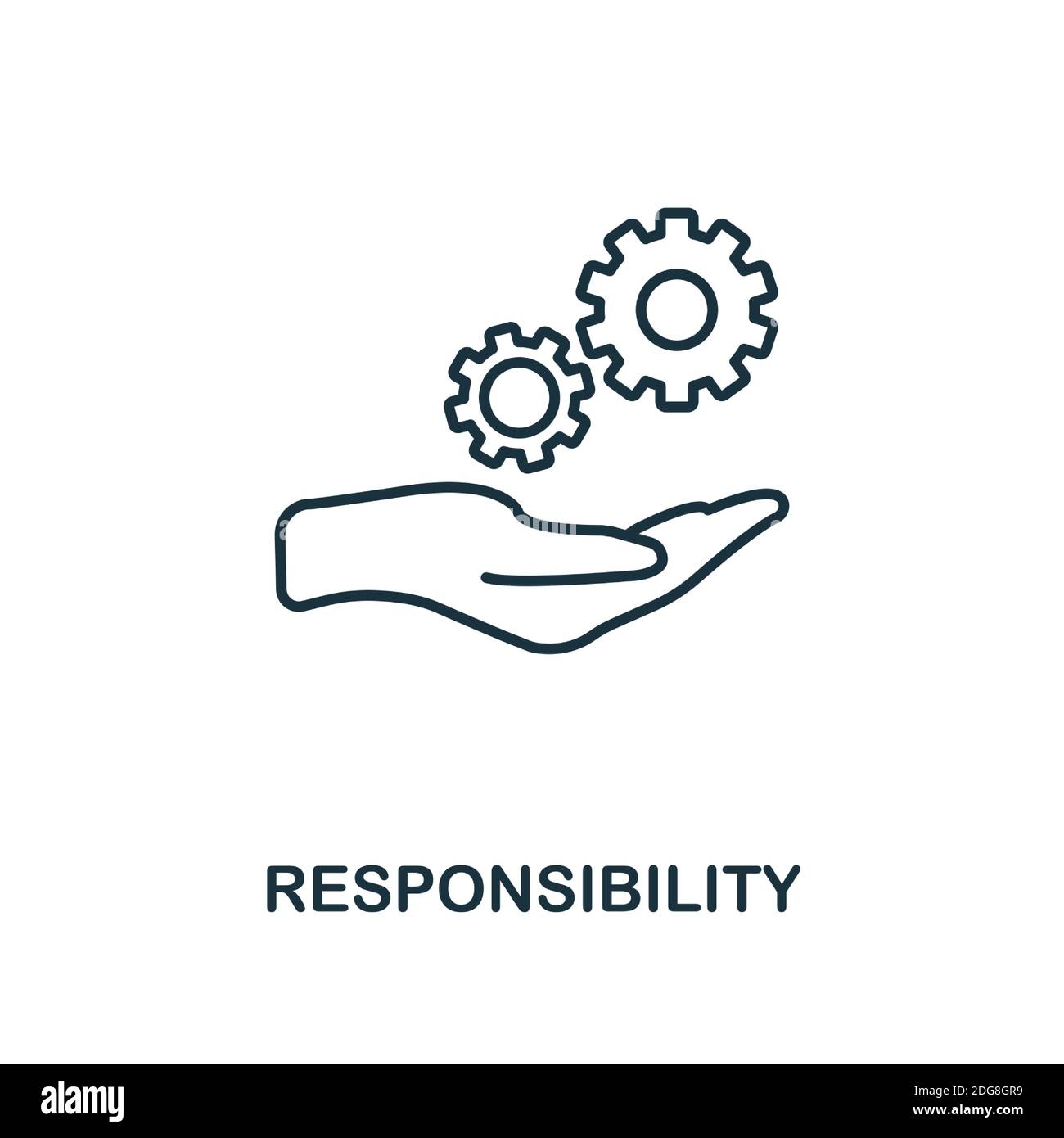 Icona responsabilità. Elemento stile linea della raccolta personalità. Icona di responsabilità sottile per modelli, infografiche e altro ancora Illustrazione Vettoriale