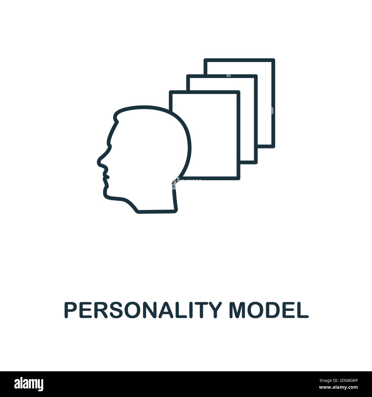 Icona modello personalità. Elemento stile linea della raccolta personalità. Icona modello personalità sottile per modelli, infografiche e altro ancora Illustrazione Vettoriale