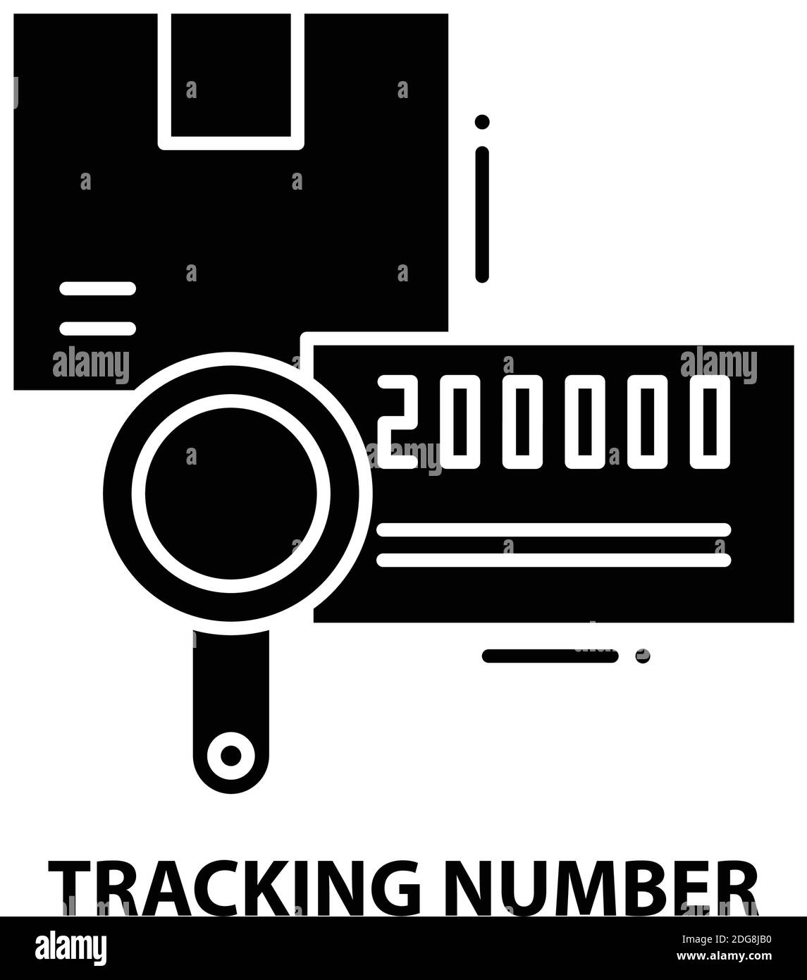 icona del numero di tracciamento, segno vettoriale nero con tratti modificabili, illustrazione del concetto Illustrazione Vettoriale