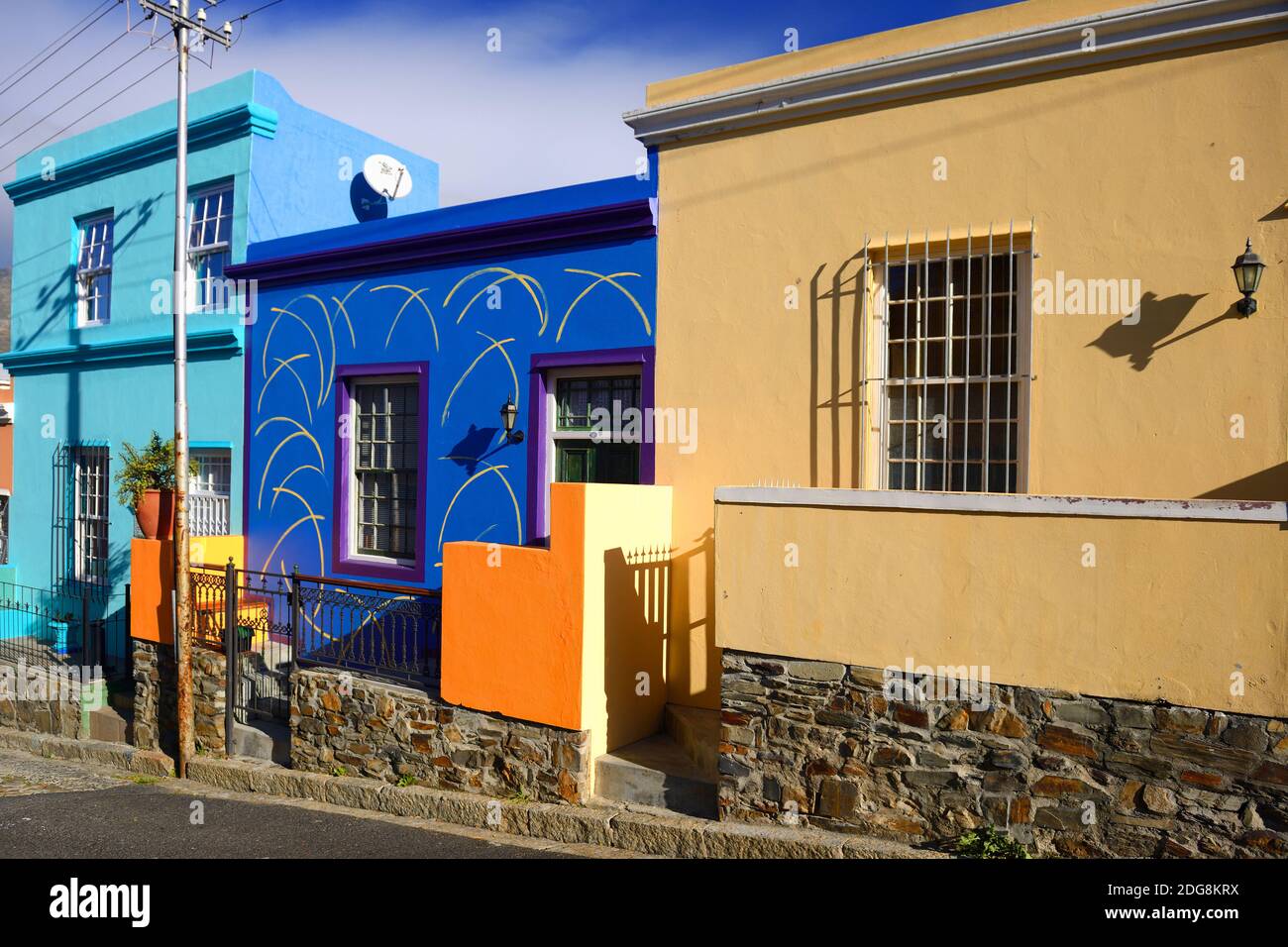 Farbige Häuser a Bo Kaap, malayisch, moslimisches Viertel, Kapstadt, West Kap, Western Cape, Suedafrika, Afrika Foto Stock