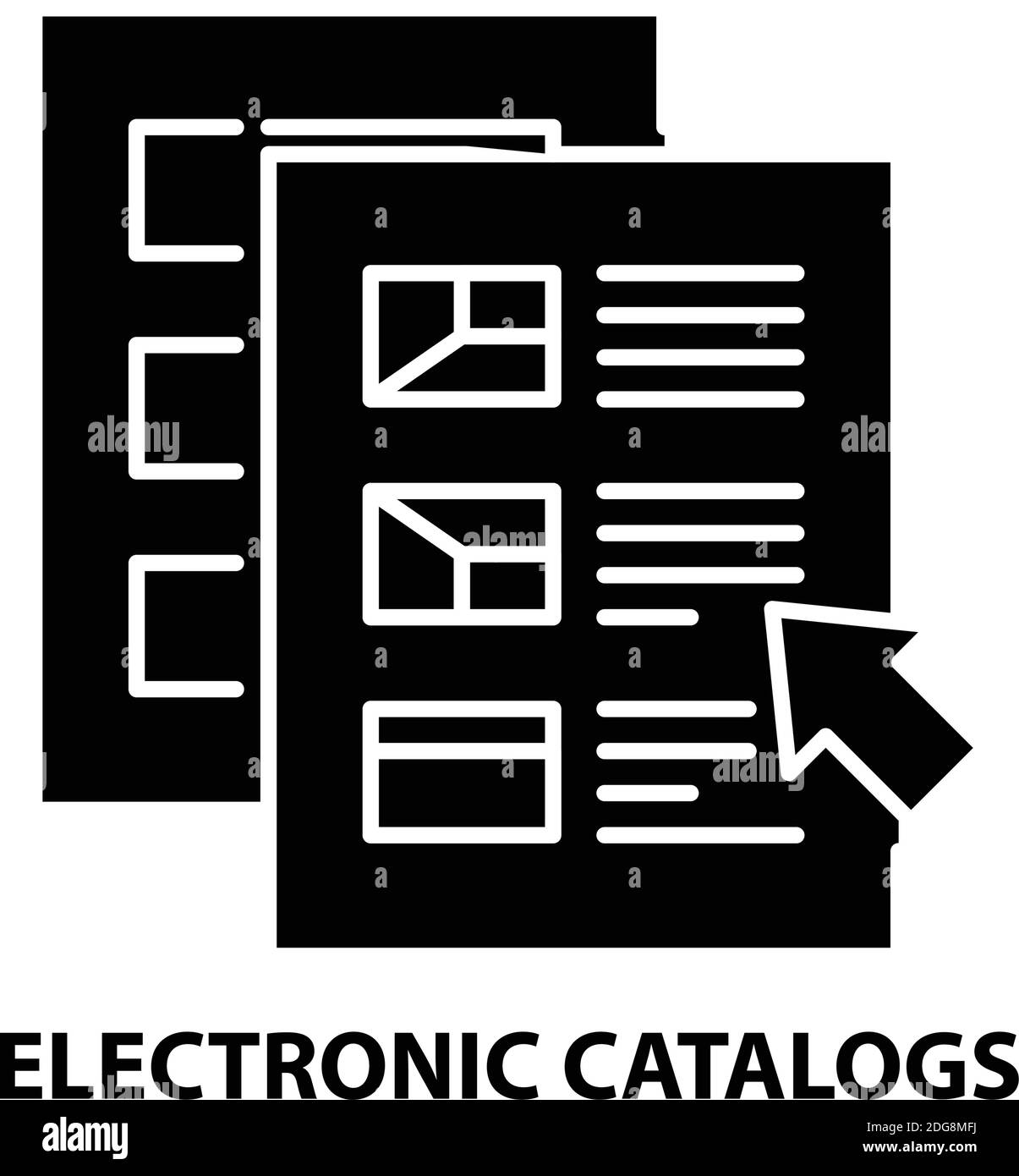 icona cataloghi elettronici, segno vettoriale nero con tratti modificabili, illustrazione concettuale Illustrazione Vettoriale
