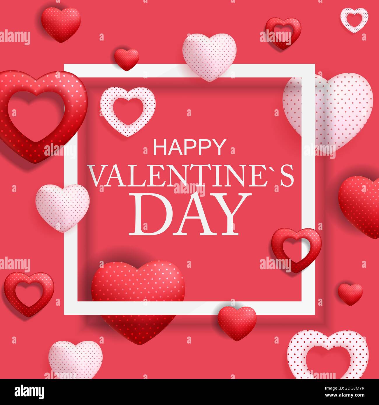 Happy San Valentino Card con cuore. Illustrazione Foto Stock
