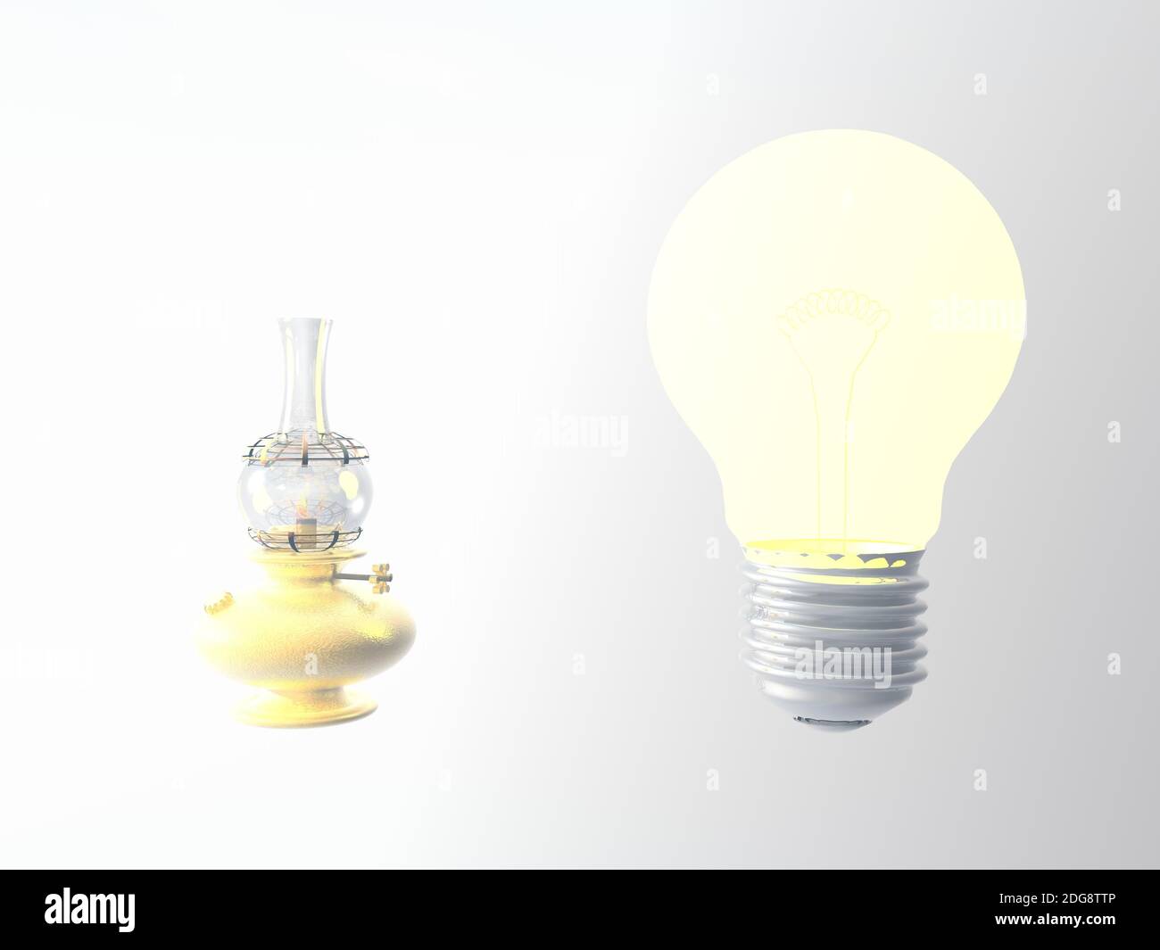 Vecchia lampadina lanterna bianco chiaro - rendering 3d Foto Stock