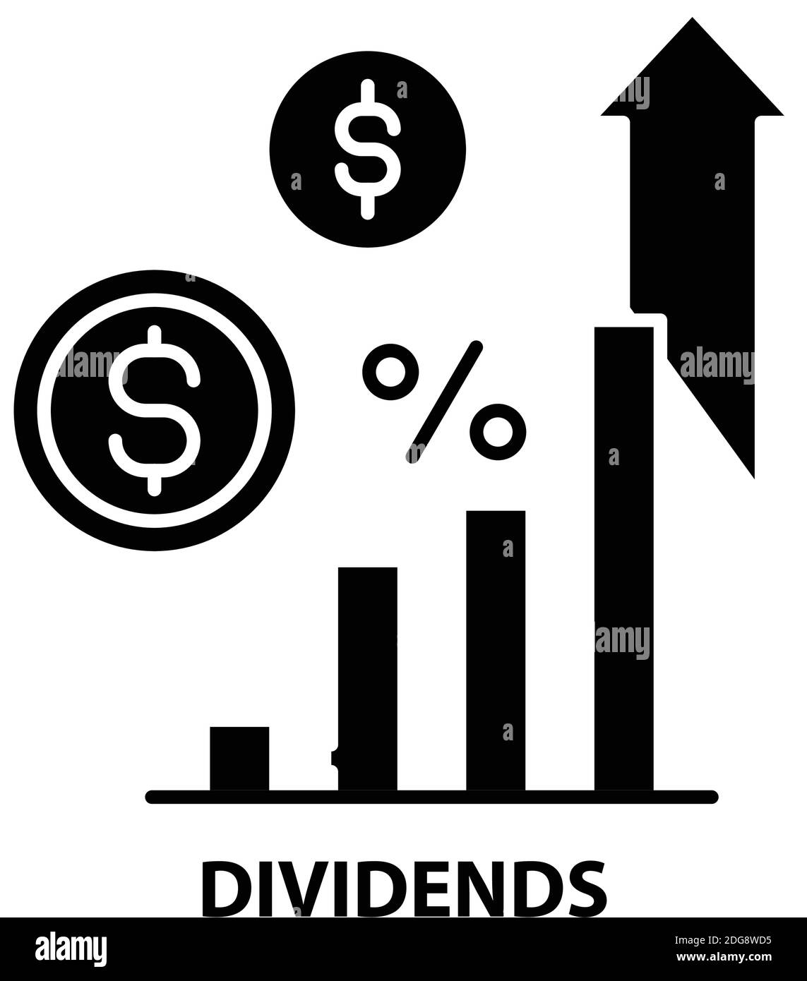 icona dei dividendi, segno vettoriale nero con tratti modificabili, illustrazione del concetto Illustrazione Vettoriale