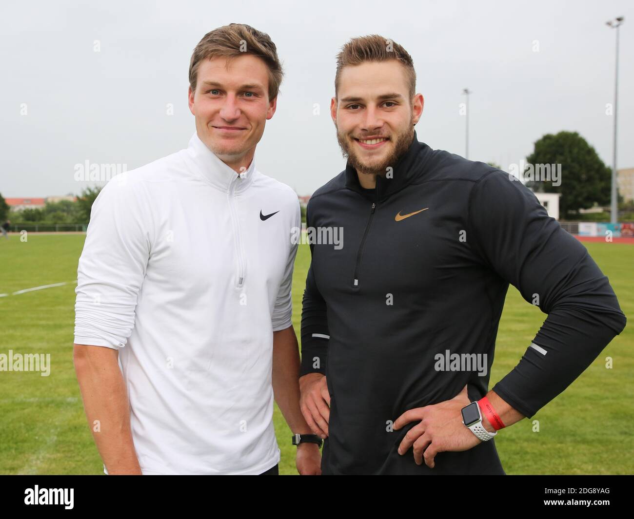 Javelin lanciatore campione olimpico 2016 Thomas RÃ¶hler, campione del mondo 2017 Johannes Vetter LG Offenburg Foto Stock