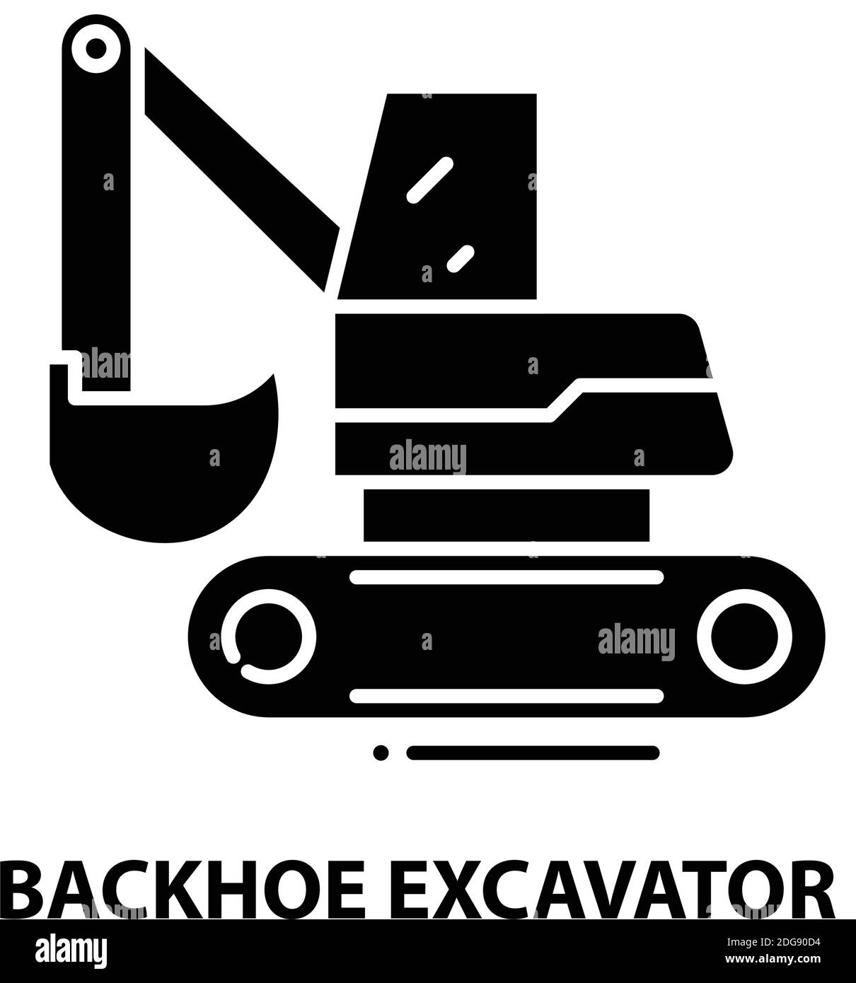icona dell'escavatore retroescavatore, segno vettoriale nero con corse modificabili, illustrazione del simbolo di concetto Illustrazione Vettoriale