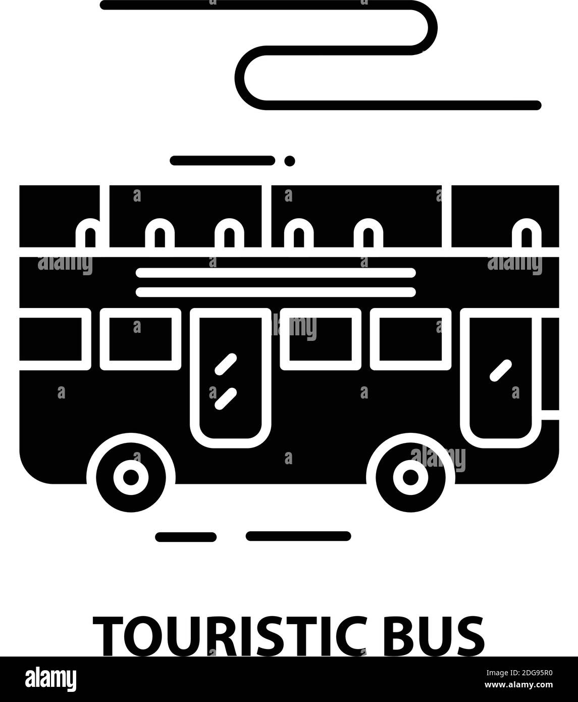 icona bus turistico, segno vettoriale nero con tratti modificabili, illustrazione concettuale Illustrazione Vettoriale