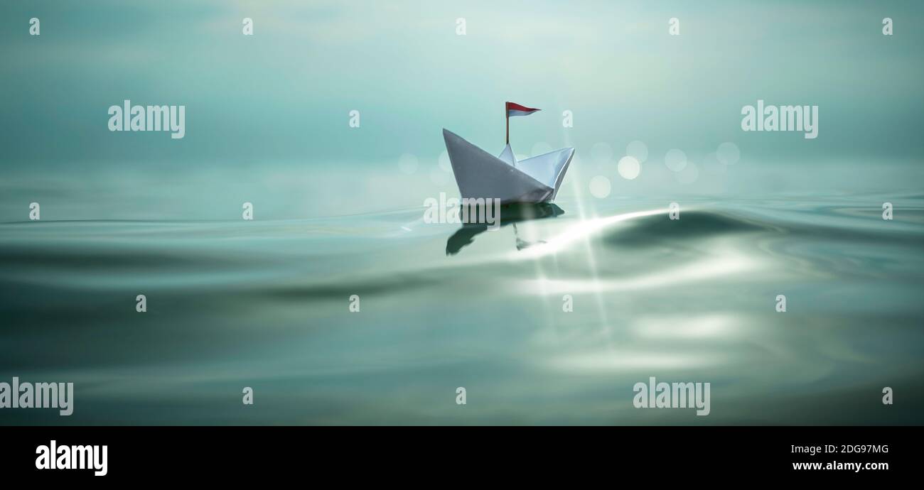Boat Tramonto di carta - Panorama Foto Stock