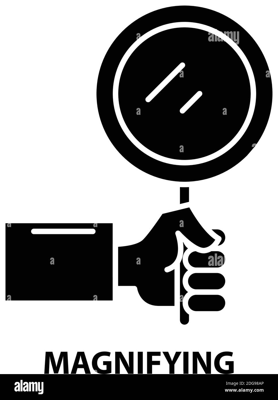 icona di ingrandimento, segno vettoriale nero con tratti modificabili, illustrazione del concetto Illustrazione Vettoriale