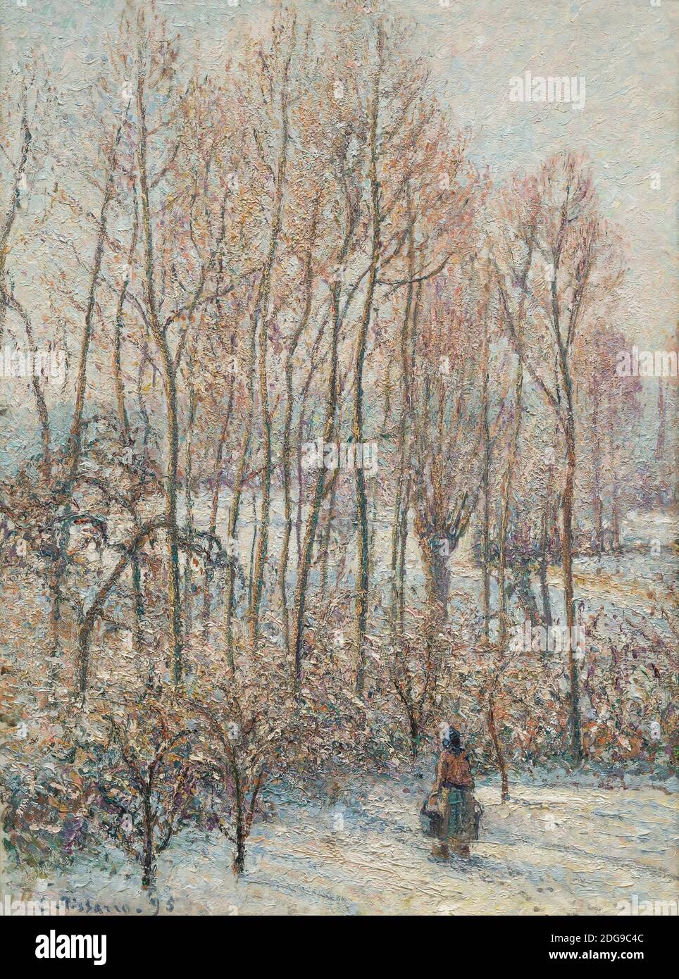 Mattina luce del sole sulla neve, Eragny-sur-Epte, Camille Pissarro, 1895, Foto Stock