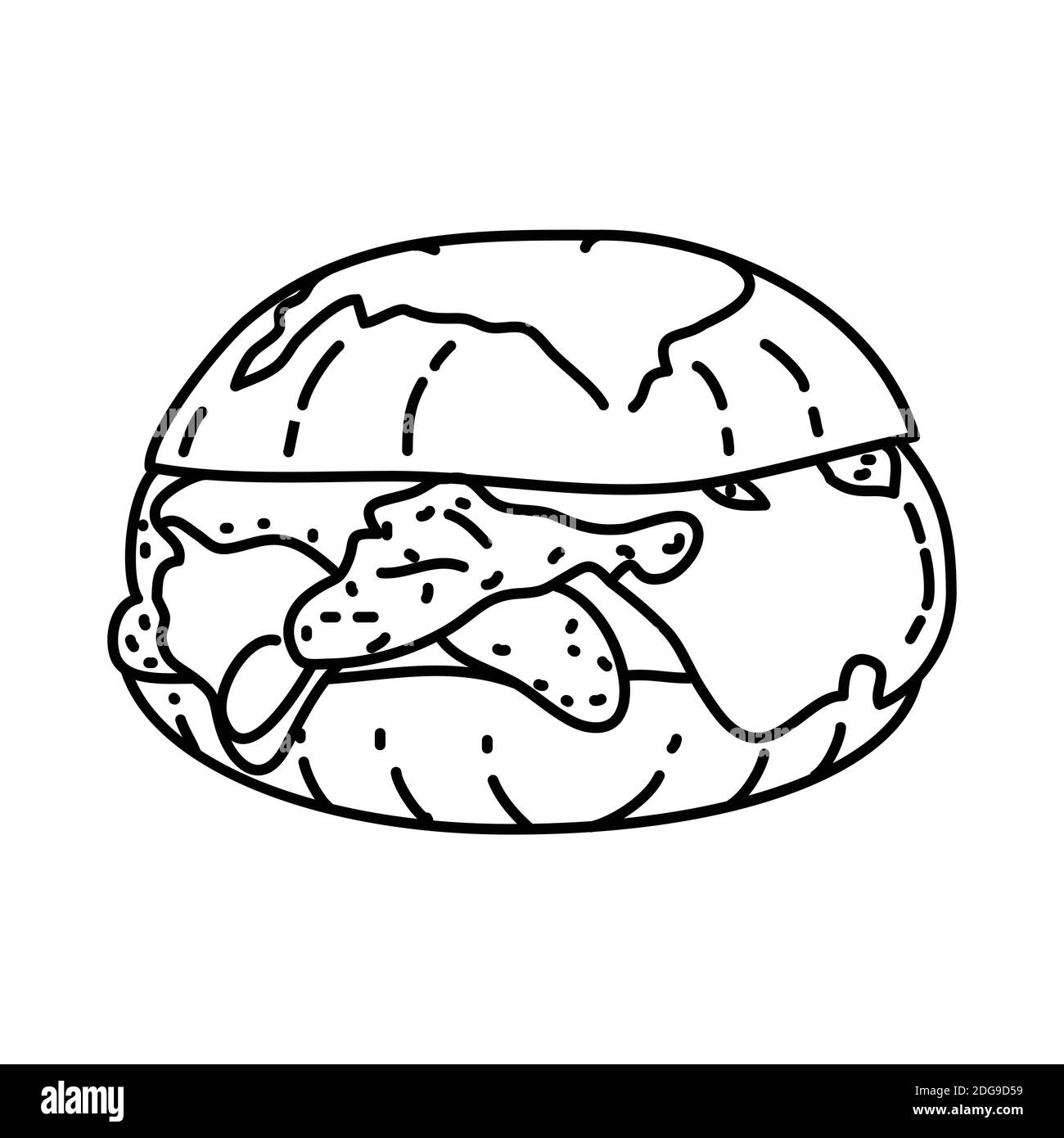 Icona cursori Pollo Italiano. Doodle disegnata a mano o stile icona contorno Illustrazione Vettoriale