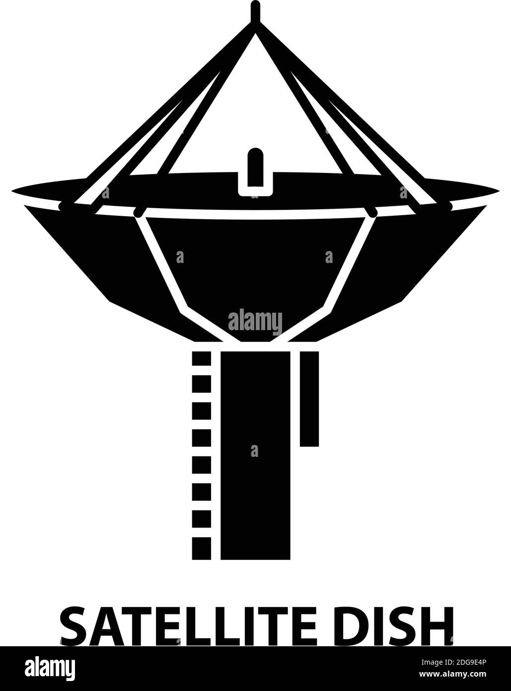 icona simbolo parabola satellitare, segno vettoriale nero con tratti modificabili, illustrazione del concetto Illustrazione Vettoriale