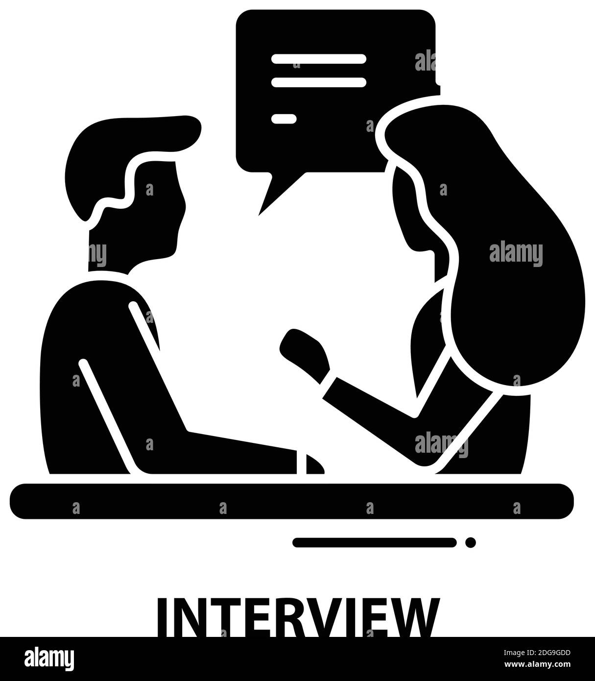 icona intervista, segno vettoriale nero con tratti modificabili, illustrazione del concetto Illustrazione Vettoriale