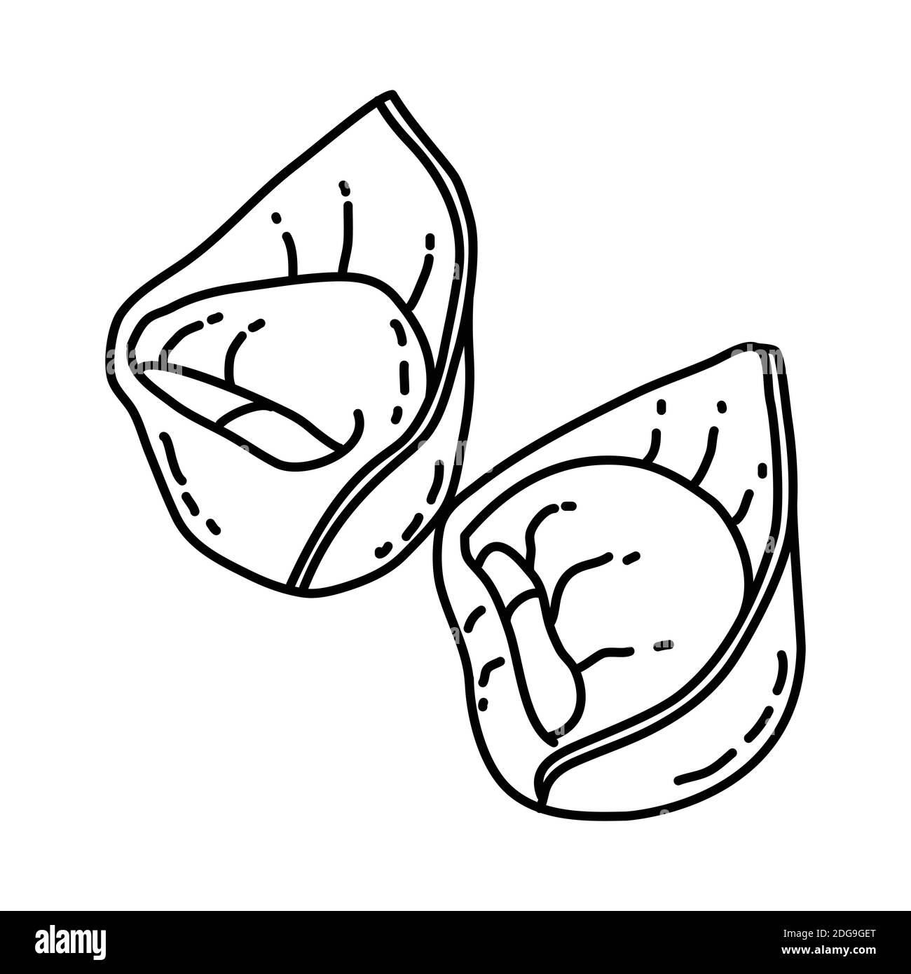 Icona tortellini. Doodle disegnata a mano o stile icona contorno Illustrazione Vettoriale