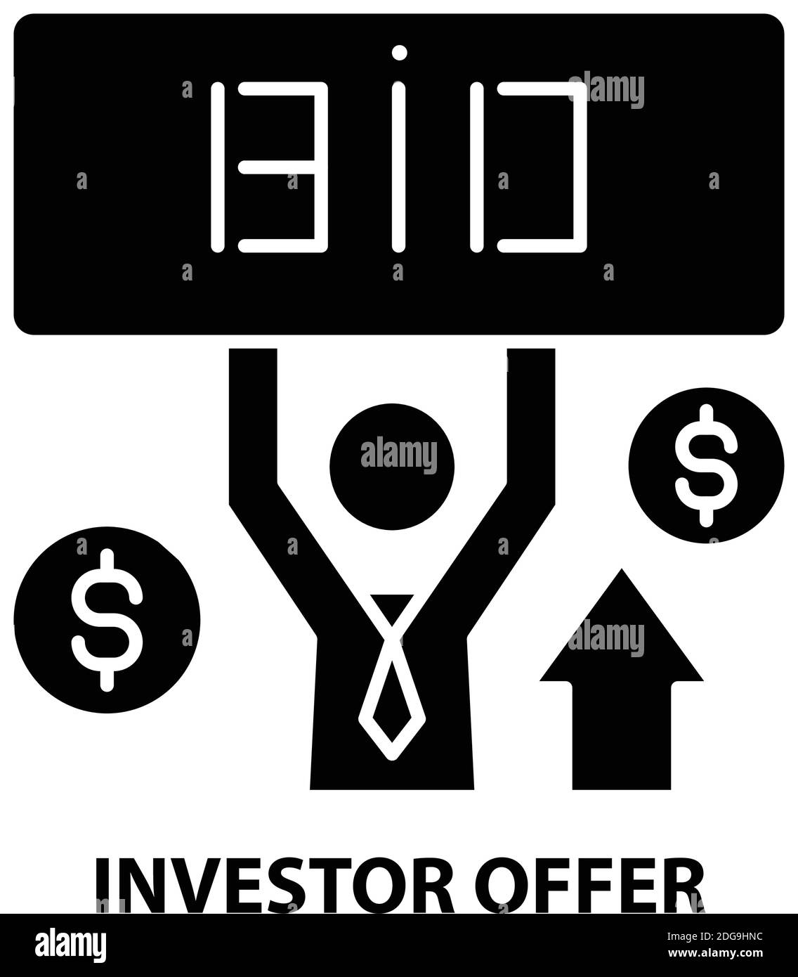 icona dell'offerta dell'investitore, segno vettoriale nero con tratti modificabili, illustrazione del concetto Illustrazione Vettoriale