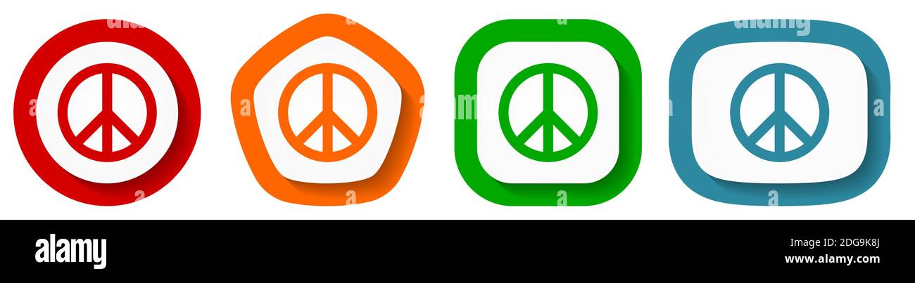 Set di icone Peace Vector, illustrazione vettoriale dal design piatto in 4 colori per applicazioni di webdesign e mobili Illustrazione Vettoriale