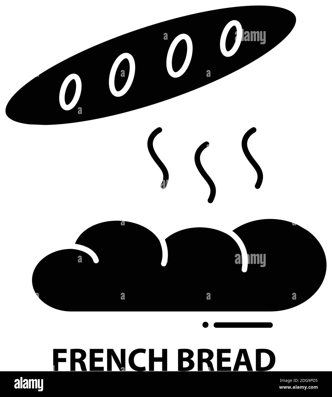icona del pane francese, segno vettoriale nero con tratti modificabili, illustrazione del concetto Illustrazione Vettoriale