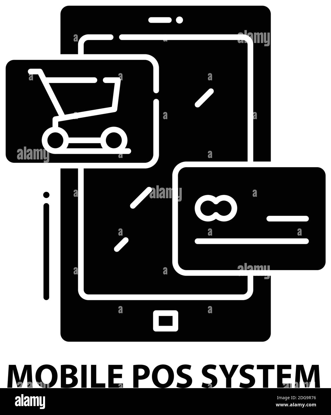 icona del sistema pos mobile, segno vettoriale nero con tratti modificabili, illustrazione del concetto Illustrazione Vettoriale