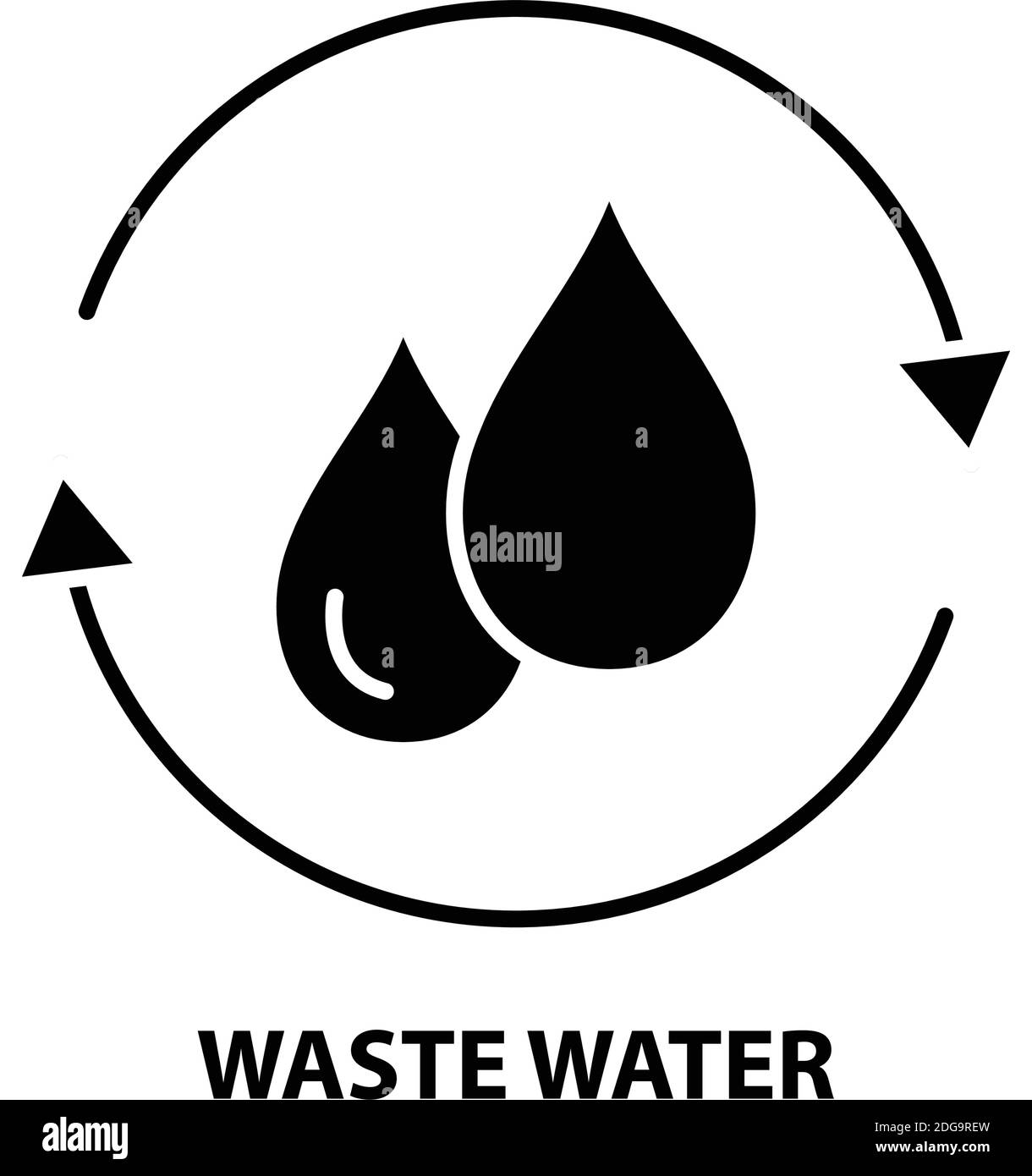 icona acque reflue, segno vettoriale nero con tratti modificabili, illustrazione del concetto Illustrazione Vettoriale