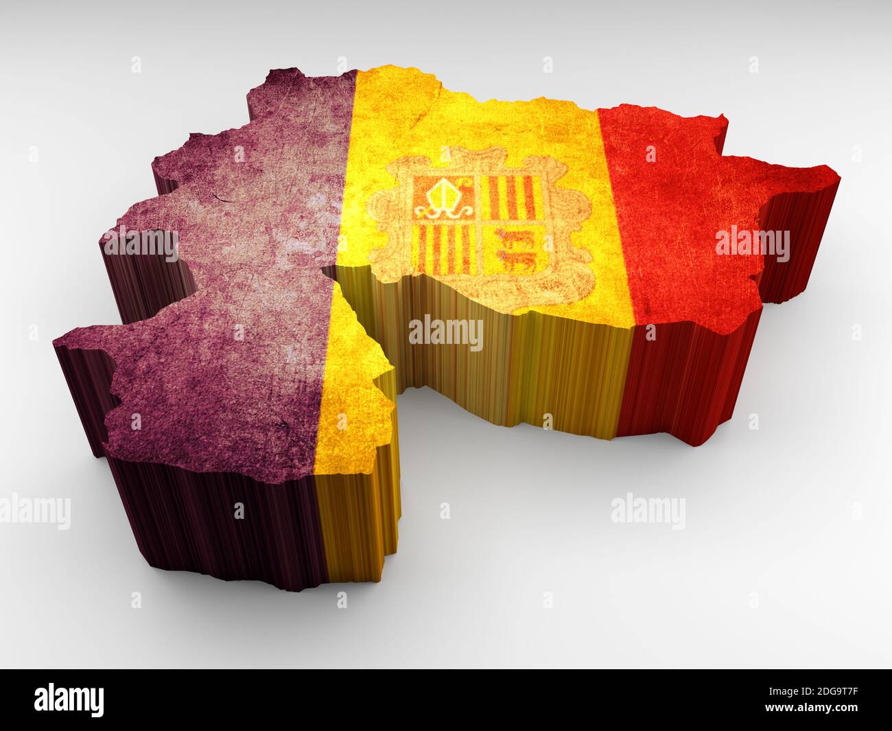Andorra 3d mappa textured con una bandiera di Andorra Foto Stock