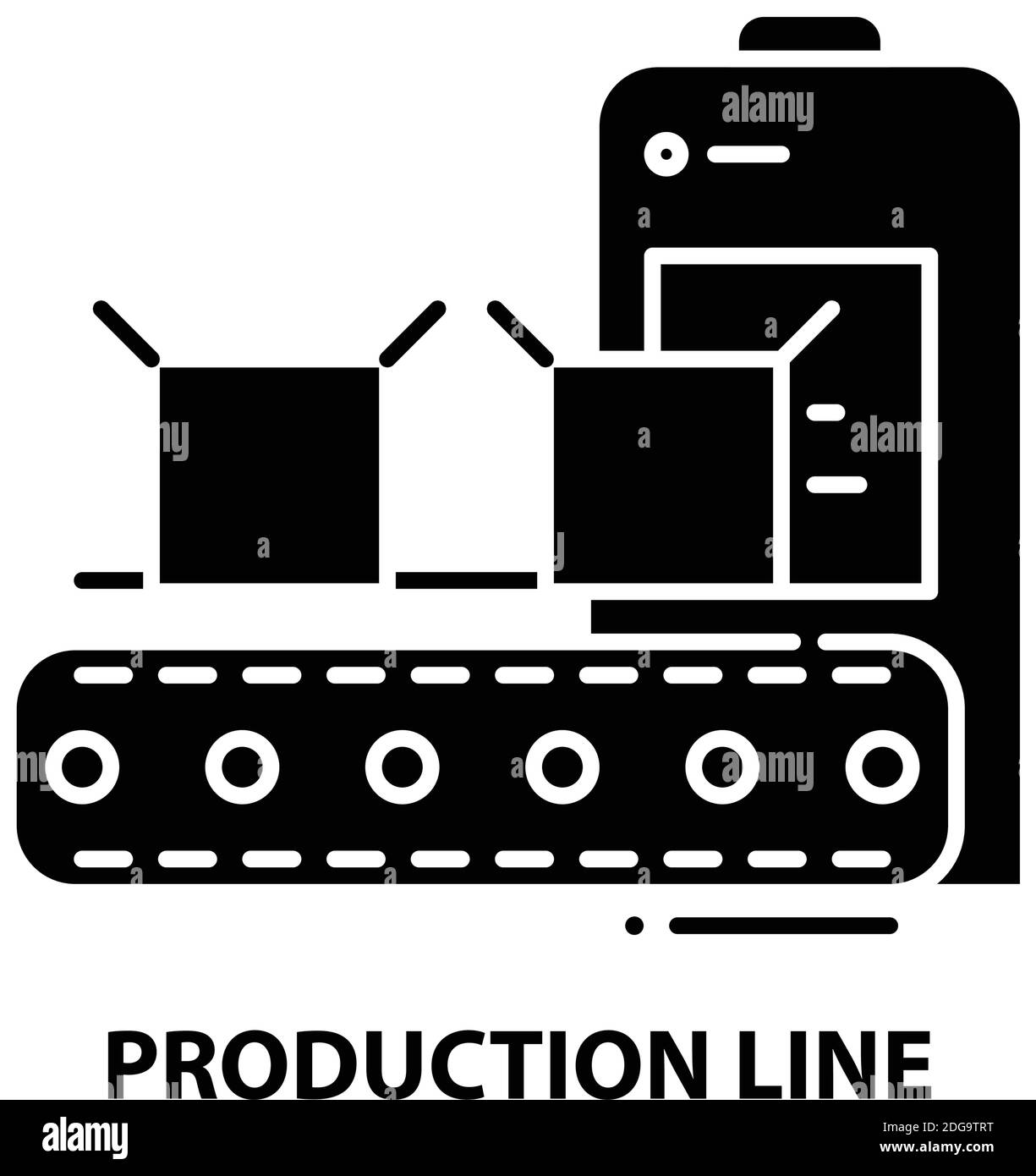 icona linea di produzione, segno vettoriale nero con tratti modificabili, illustrazione del concetto Illustrazione Vettoriale
