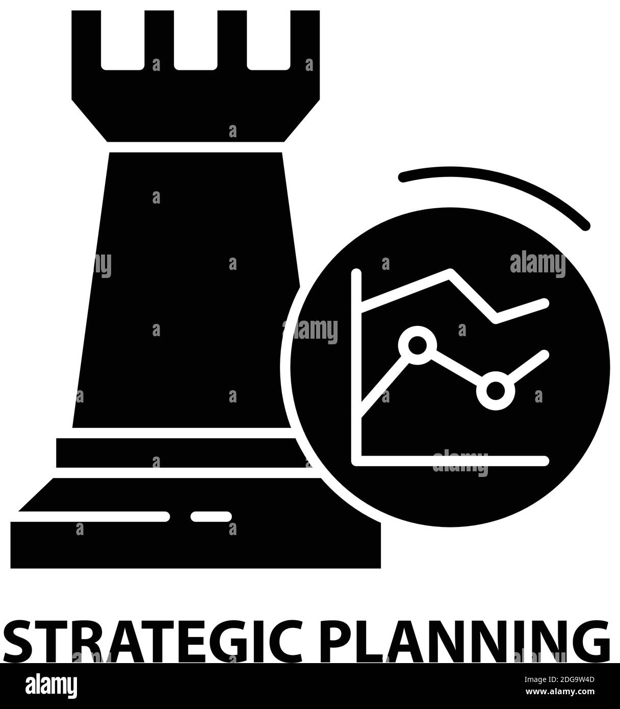 icona di pianificazione strategica, segno vettoriale nero con tratti modificabili, illustrazione del concetto Illustrazione Vettoriale