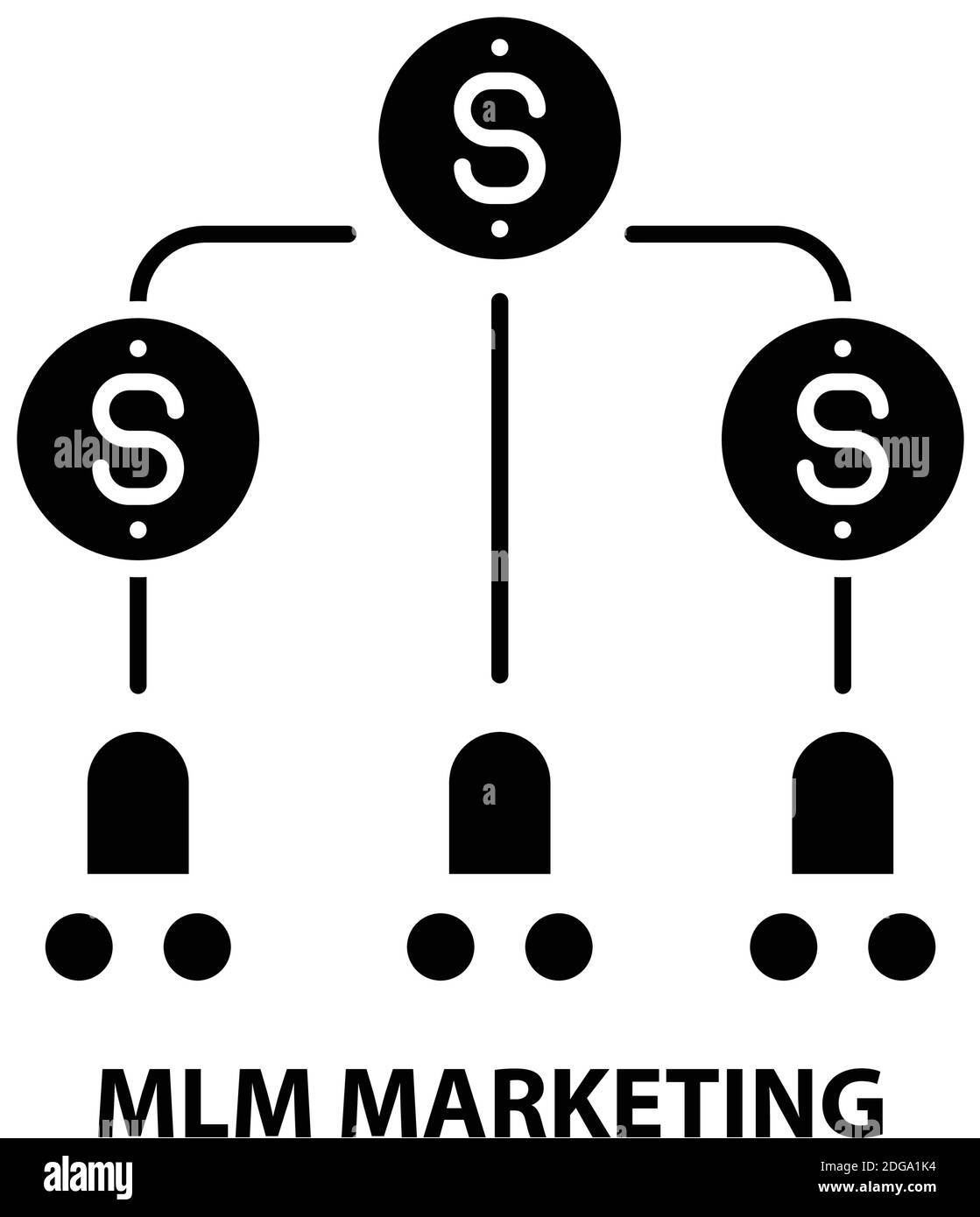 icona del simbolo di marketing mlm, segno vettoriale nero con tratti modificabili, illustrazione del concetto Illustrazione Vettoriale