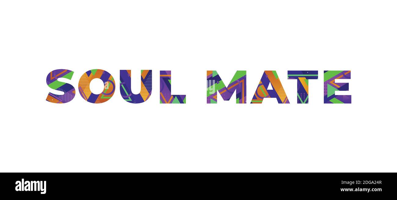 Le parole SOUL MATE concetto scritto in forme retrò colorate e colori illustrazione. Illustrazione Vettoriale