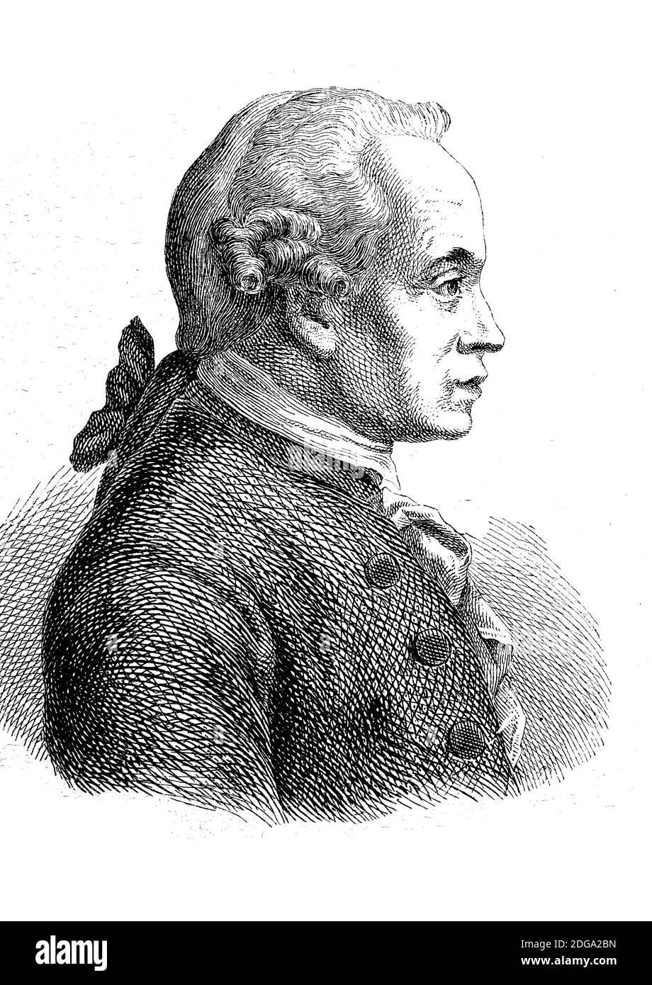 Immanuel Kant, 22 aprile 1724 - 12 febbraio 1804, filosofo tedesco dell'Illuminismo / Immanuel Kant, 22. Aprile 1724 - 12. Febbraio 1804, ein deutscher Philosoph der Aufklärung, Historisch, storico, digitale riproduzione migliorata di un originale del 19 ° secolo / digitale Reproduktion einer Originalvorlage aus dem 19. Jahrhundert Foto Stock