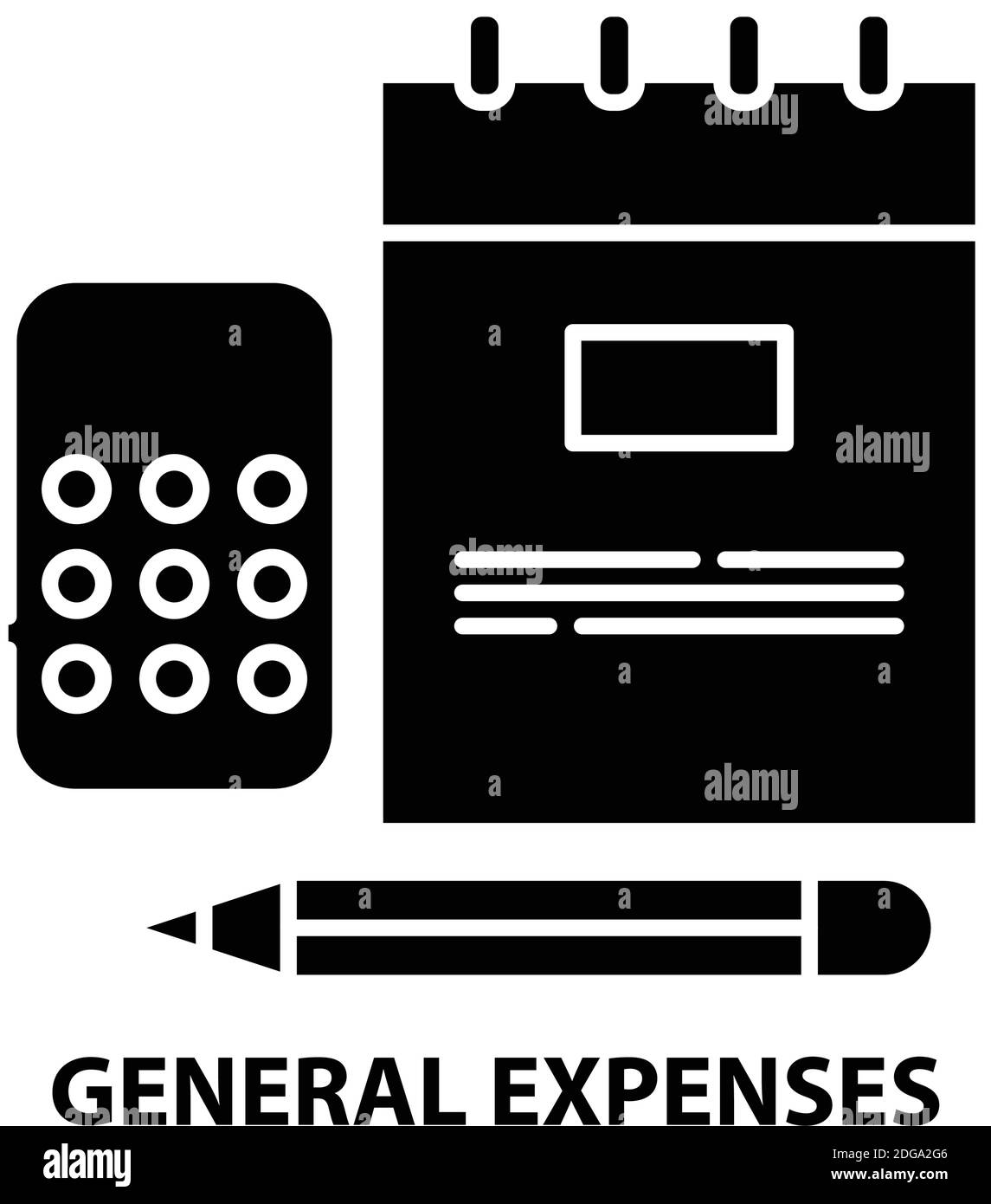 icona spese generali, segno vettoriale nero con tratti modificabili, illustrazione del concetto Illustrazione Vettoriale