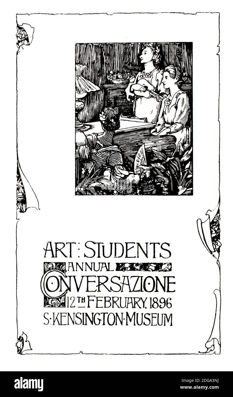 Concorso annuale per studenti d’arte, South Kensington (Victoria and Albert) Museum, partecipazione al Concorso Nazionale, copertina del programma di T J Overnell dal 18 Foto Stock