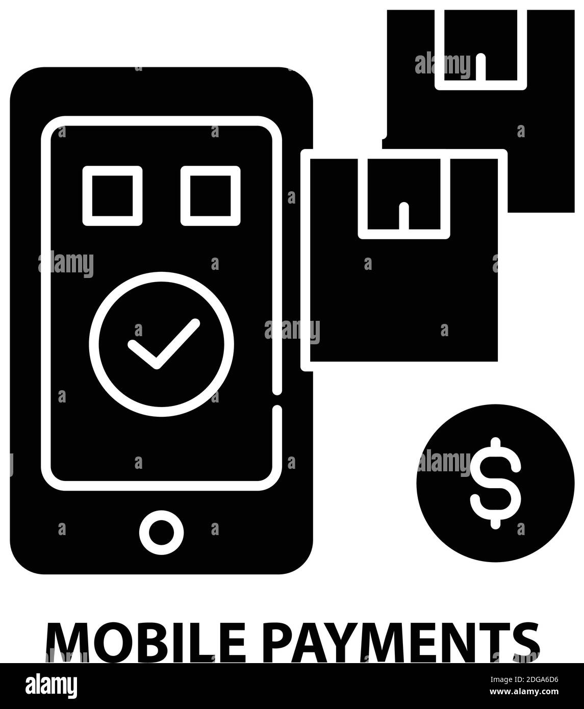 icona dei pagamenti mobili, segno vettoriale nero con tratti modificabili, illustrazione del concetto Illustrazione Vettoriale