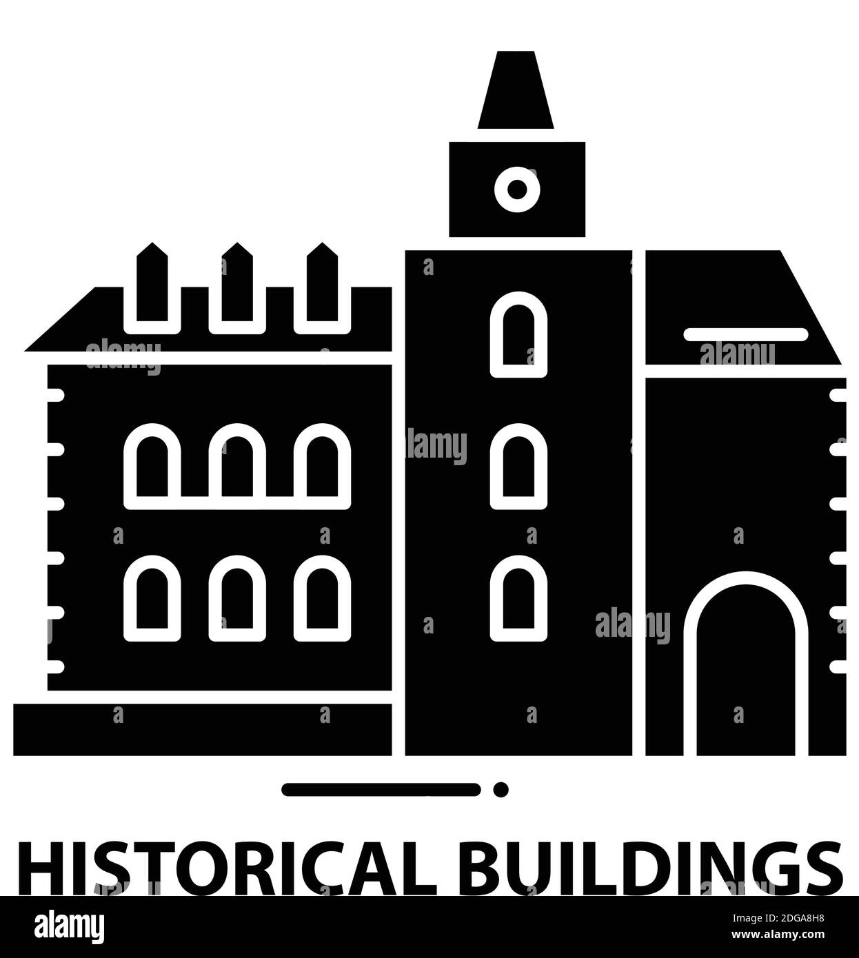 icona edifici storici, segno vettoriale nero con tratti modificabili, illustrazione concettuale Illustrazione Vettoriale icona edifici storici, segno vettoriale nero con tratti modificabili, illustrazione concettuale Illustrazione Vettoriale