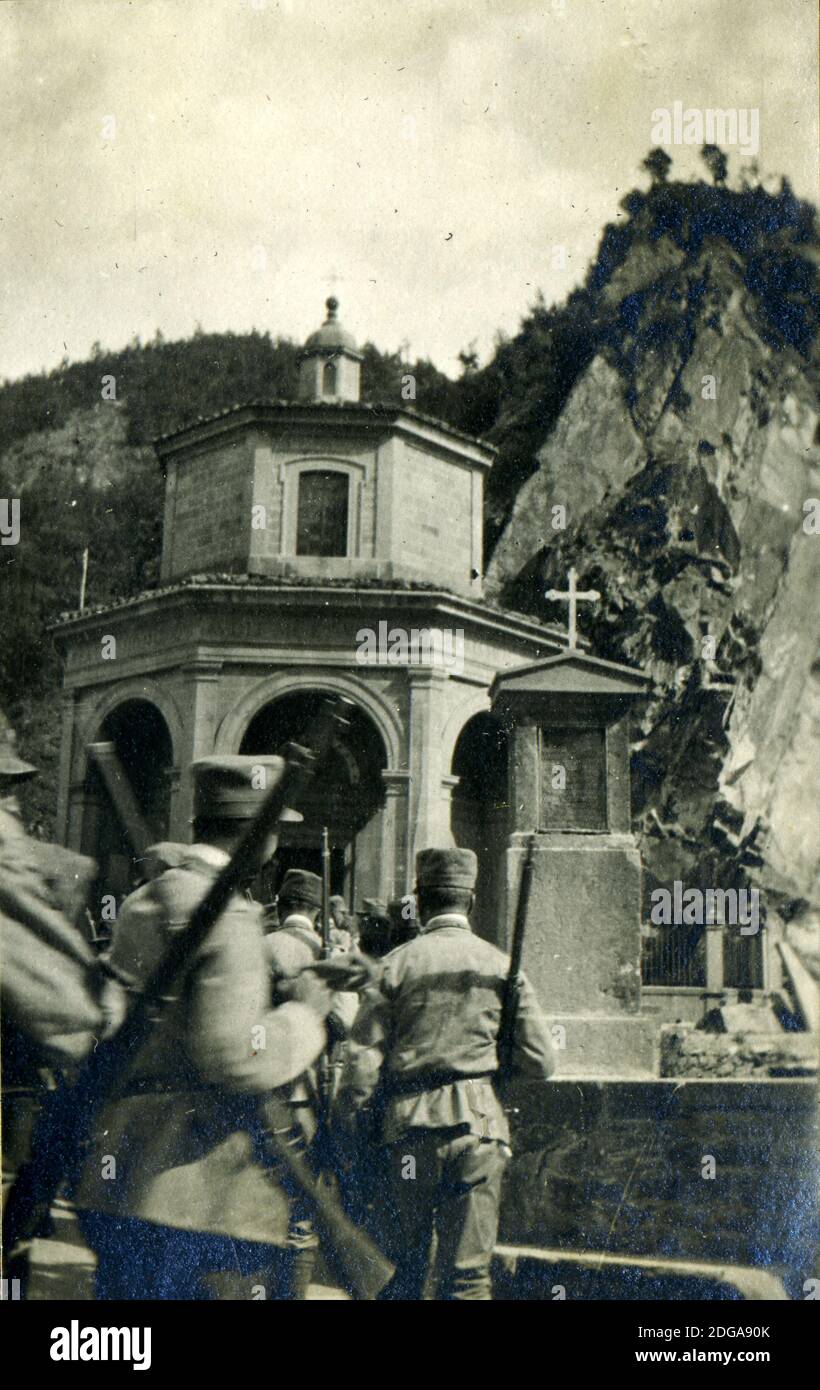 Prima guerra mondiale - periodo IGM - Santuario Madonna del Ponte, PORRETTA TERME, BOLOGNA, ITALIA Foto Stock