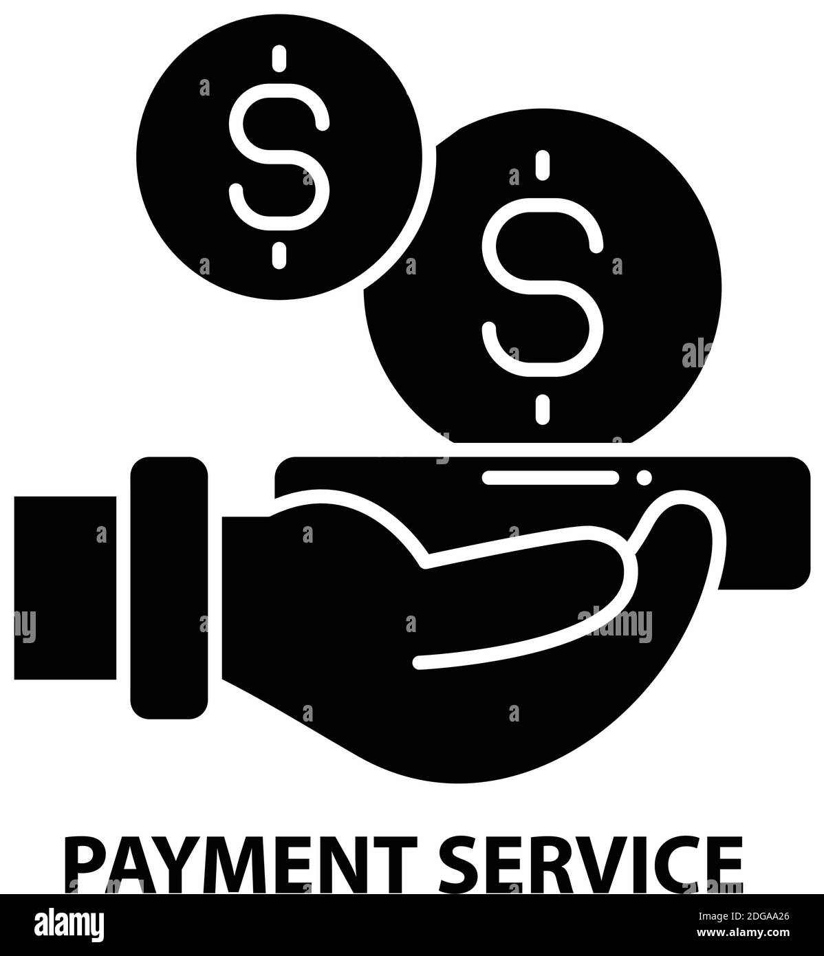 icona del servizio di pagamento, segno vettoriale nero con tratti modificabili, illustrazione del concetto Illustrazione Vettoriale