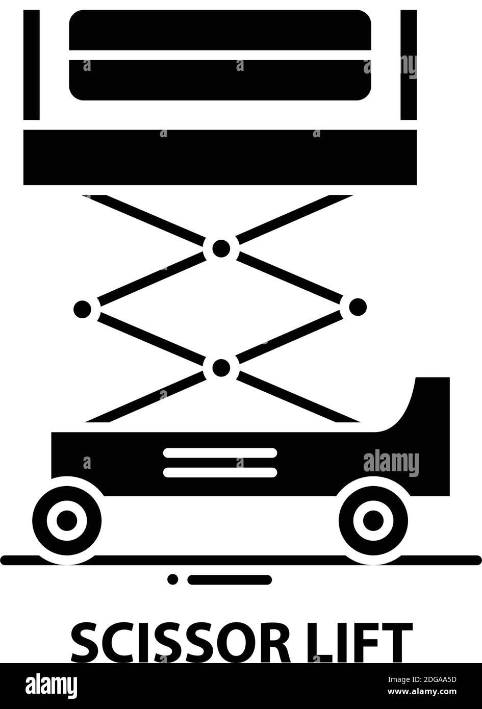icona di sollevamento a forbice, segno vettoriale nero con tratti modificabili, illustrazione del concetto Illustrazione Vettoriale