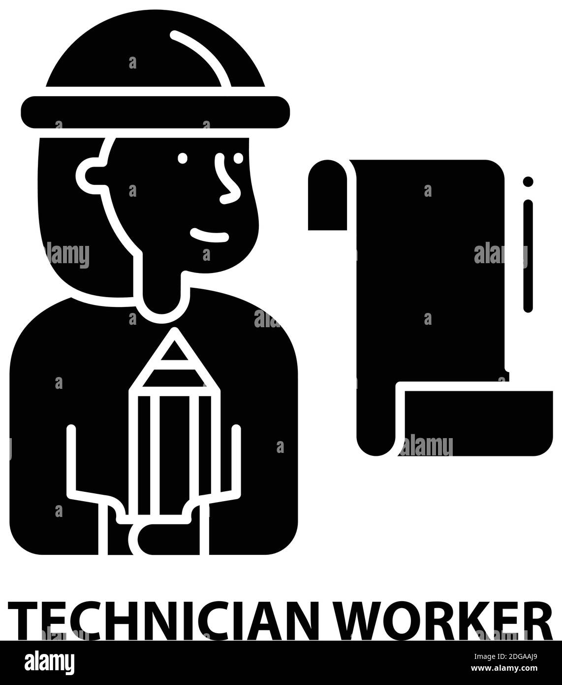 icona dell'operatore tecnico, segno vettoriale nero con tratti modificabili, illustrazione del concetto Illustrazione Vettoriale