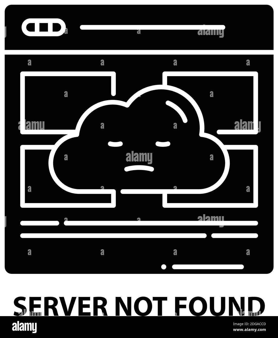 icona server not found (server non trovato), segno vettoriale nero con tratti modificabili, illustrazione del concetto Illustrazione Vettoriale